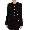 Balmain Button-fastening Round Neck Tweed Jacket In Black