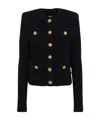 Balmain Collarless Four-pocket Tweed Jacket In Black