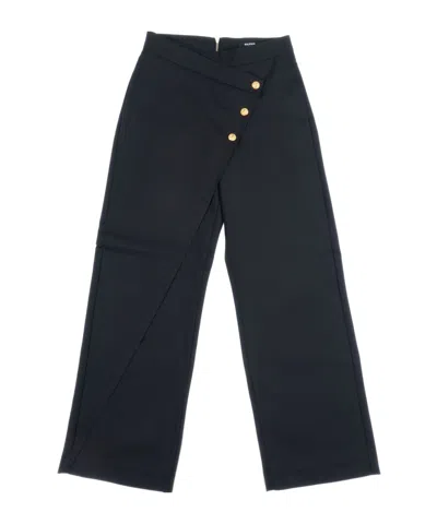 Balmain Kids' Button-fastening Wrap Trousers In Black