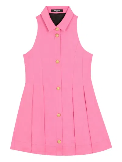 Balmain Kids' Button Flared Dress In Pink