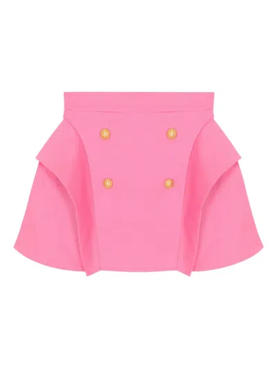 Balmain Kids' Button Flared Skirt In Pink
