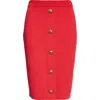 Balmain Button Front Knit Skirt In Red