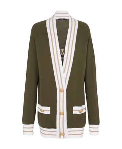 BALMAIN CASHMERE CARDIGAN WITH BALMAIN LOGO