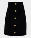 Balmain Button-front Velvet Mini Skirt In Black