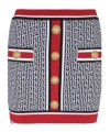 Balmain Multicolor Buttoned Monogram Knit Mini Skirt In Red