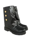 Balmain Button Leather Boots In Black