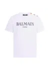 Balmain Button Logo-embroidery T-shirt In White