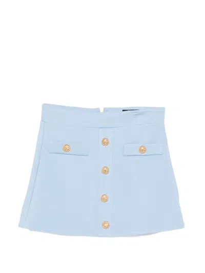 Balmain Kids' Button Pocket Mini Skirt In Blue