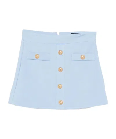 Balmain Button Pocket Mini Skirt In Blue