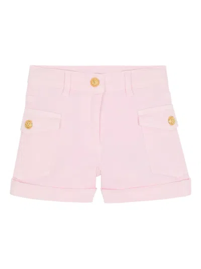 Balmain Kids' Button Pocket Shorts In Pink