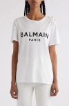Balmain Flocked Paris T-shirt In Gab White/black