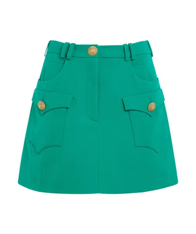 Balmain Button Skirt In Green