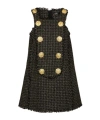 Balmain Button Sleeveless Tweed Dress In Black