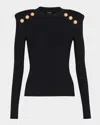 Balmain Crew-neck Sweater With Buttons In Black