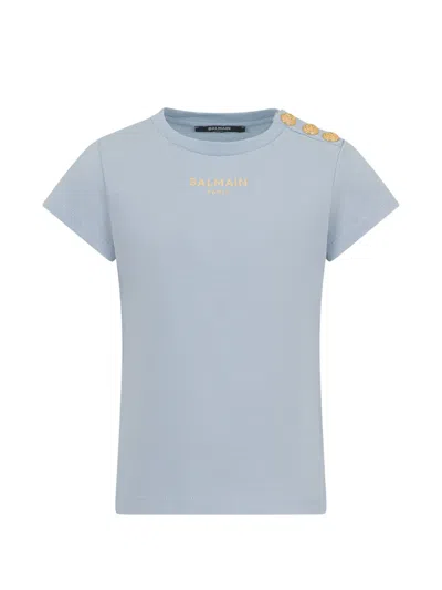 Balmain Kids' Button T-shirt In Blue