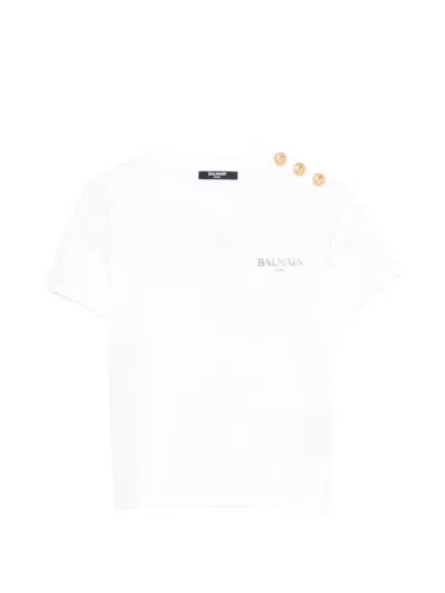 Balmain Kids' Button T-shirt In White