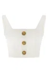Balmain Button Square-neck Top In White