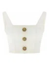 Balmain Button Square-neck Top In White