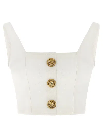 Balmain Button Top In White