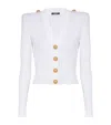Balmain Long-sleeved Cable-knit Cardigan In White