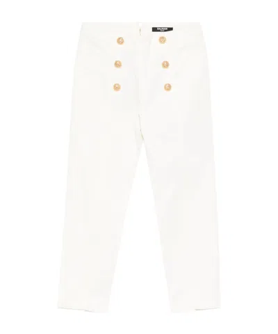 Balmain Button Trousers In White
