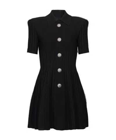 BALMAIN FLARED KNIT DRESS WITH BUTTONS