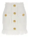 Balmain Eyelash Crop Top With Logoed Buttons In White
