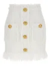 Balmain Eyelash Crop Top With Logoed Buttons In Blanc