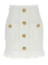 Balmain Eyelash Crop Top With Logoed Buttons In White