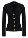 Balmain Knit Cardigan Fitted Silhouette Long Sleeves In Black