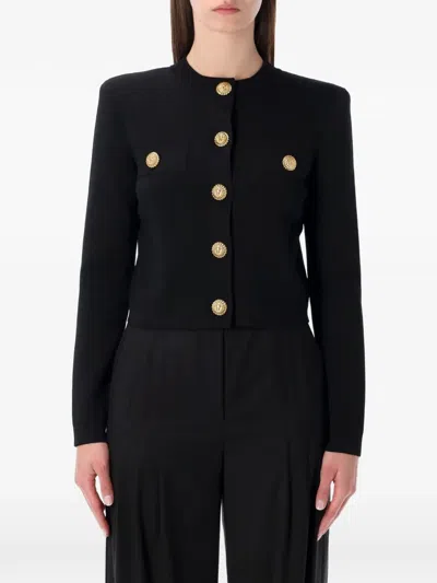 Balmain Button-embellished Cardigan In Black