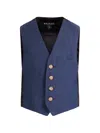 Balmain Button V-neck Vest In Blue