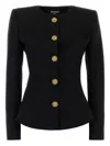 Balmain Single-breasted Grain De Poudre Basque Jacket In Black
