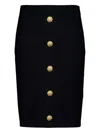 Balmain Button Zip Midi Skirt In Black