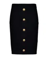 Balmain Button Zip Midi Skirt In Black