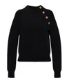 Balmain Button-embellished Raglan-sleeve Sweater In Black