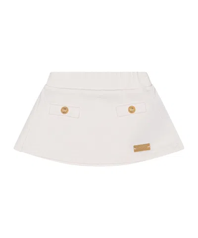 Balmain Button-detail Logo-plaque Skirt In White