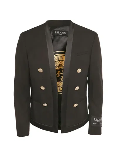 Pre-owned Balmain Button-detail Open-front Blazer In Black