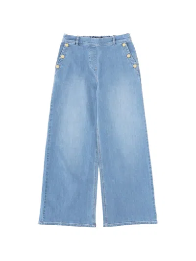 Balmain Kids' Button-detail Palazzo Pants In Blue