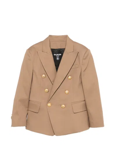 Balmain Kids' Buttoned Blazer In Brown