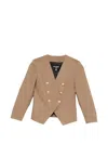 Balmain Buttoned Blazer In Brown