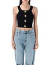 Balmain Button Embellished Cropped Top In Black