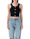Balmain Knit Top With Gold Buttons In Black