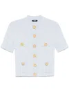 Balmain Four Pocket Cardigan In Clear Blue