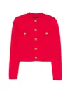 Balmain Buttoned Strong-shoulder Knit Crop Jacket In Pink