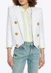 Balmain Double-breasted Spencer Jacket Gold Buttons In White