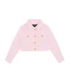 Balmain Buttoned Cropped Denim Jacket In Neutral