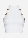 BALMAIN BUTTONED CROPPED KNIT TOP