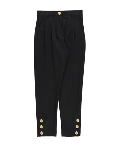 Balmain Buttoned-cuff High-waisted Trousers In Black