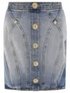 Balmain Buttoned Mini Denim Skirt